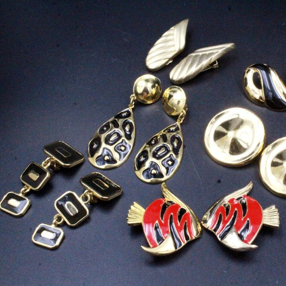 Vintage Designer Monet Unmarked Fish Summer Vibe Enamel 3" Long Drop Earrings - Picture 1 of 7